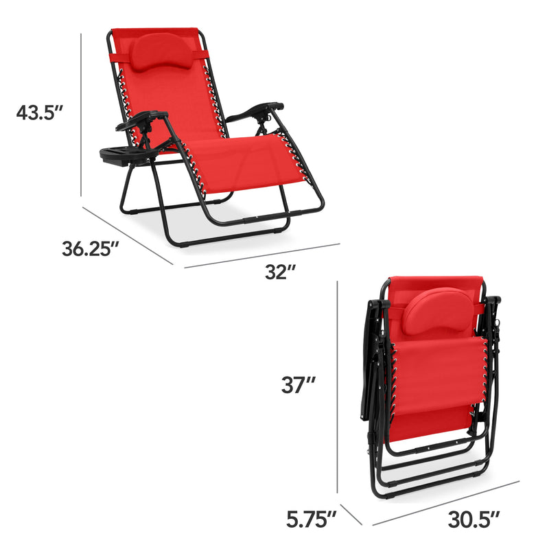 Oversized Reclining Zero Gravity Chair Lounger w/ Cup Holder, Pillow - Kivo Store