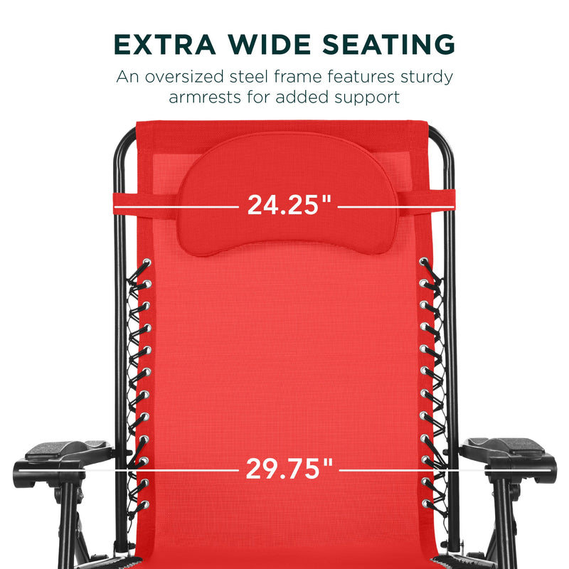 Oversized Reclining Zero Gravity Chair Lounger w/ Cup Holder, Pillow - Kivo Store