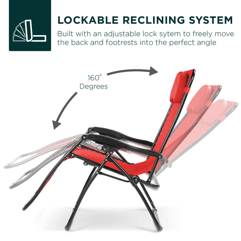 Oversized Reclining Zero Gravity Chair Lounger w/ Cup Holder, Pillow - Kivo Store