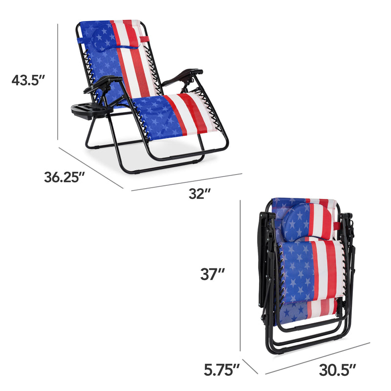Oversized Reclining Zero Gravity Chair Lounger w/ Cup Holder, Pillow