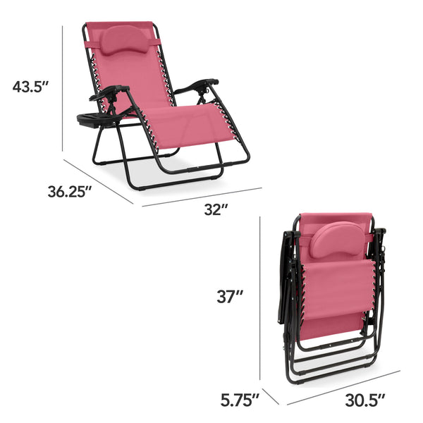 Oversized Reclining Zero Gravity Chair Lounger w/ Cup Holder, Pillow - Kivo Store