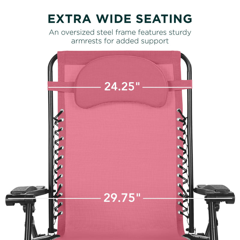 Oversized Reclining Zero Gravity Chair Lounger w/ Cup Holder, Pillow - Kivo Store