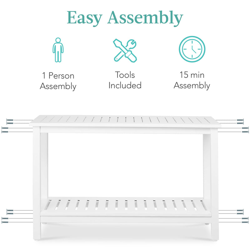 2-Shelf Wooden Console Table Storage Organizer w/ Natural Finish - 48in