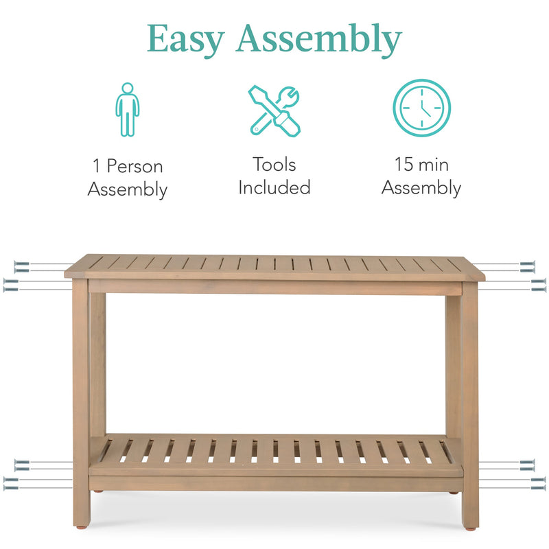 2-Shelf Wooden Console Table Storage Organizer w/ Natural Finish - 48in