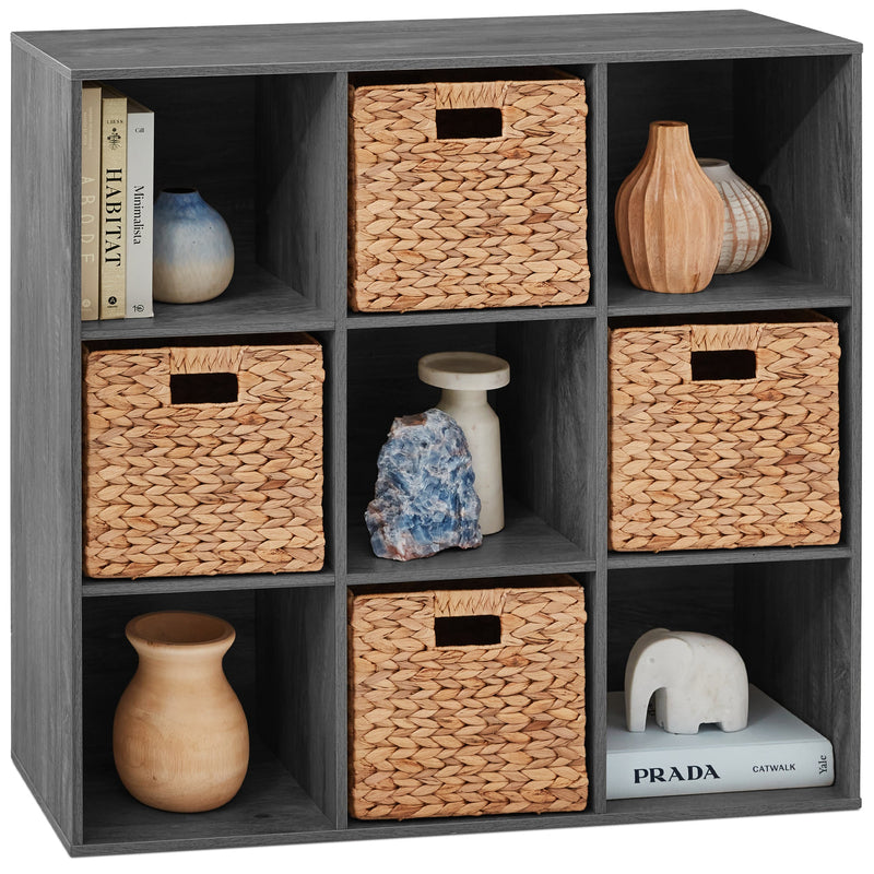 9-Cube Bookshelf Storage Display w/ 3 Removable Panels, Customizable Design