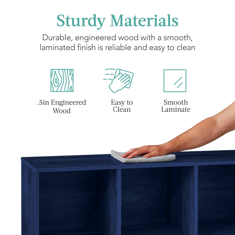 6-Cube Bookshelf, 11in Storage Display w/ Removable Panels, Customizable