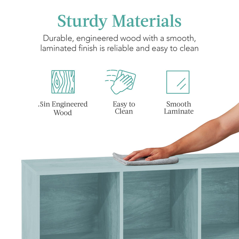 6-Cube Bookshelf, 11in Storage Display w/ Removable Panels, Customizable