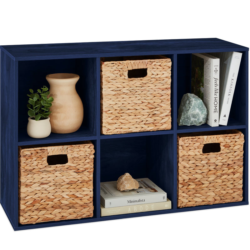 6-Cube Bookshelf, 13.5in Storage Display w/ Removable Panels, Customizable