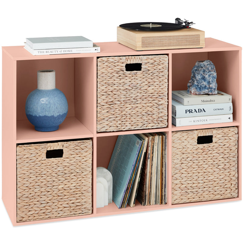 6-Cube Bookshelf, 13.5in Storage Display w/ Removable Panels, Customizable