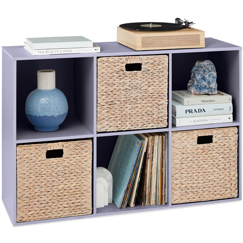 6-Cube Bookshelf, 13.5in Storage Display w/ Removable Panels, Customizable