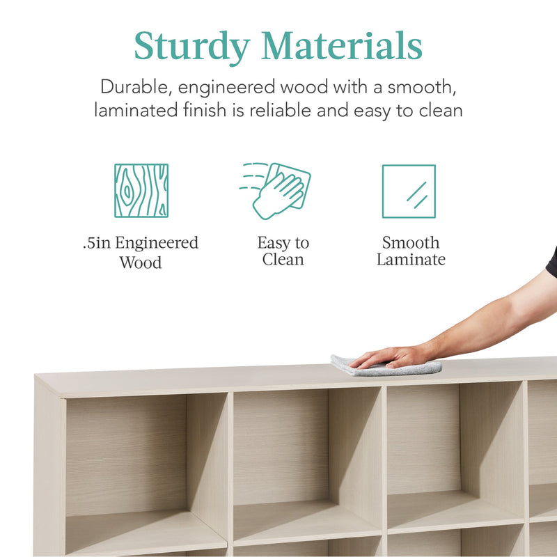8-Cube Bookshelf, 11in Storage Display w/ Removable Panels, Customizable