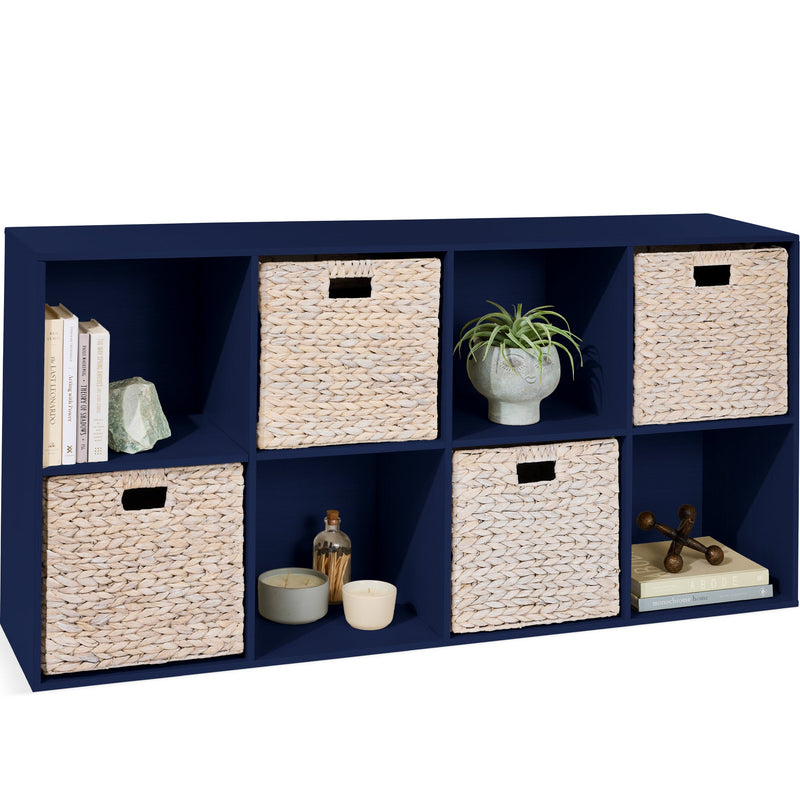 8-Cube Bookshelf, 11in Storage Display w/ Removable Panels, Customizable