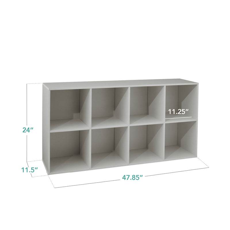 8-Cube Bookshelf, 11in Storage Display w/ Removable Panels, Customizable