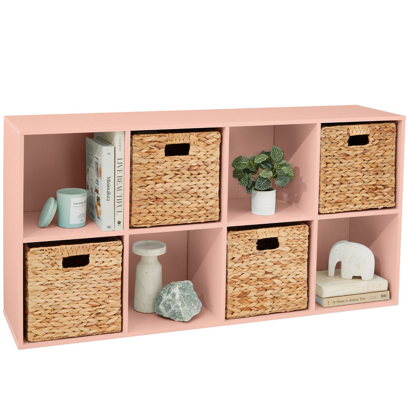 8-Cube Bookshelf, 11in Storage Display w/ Removable Panels, Customizable