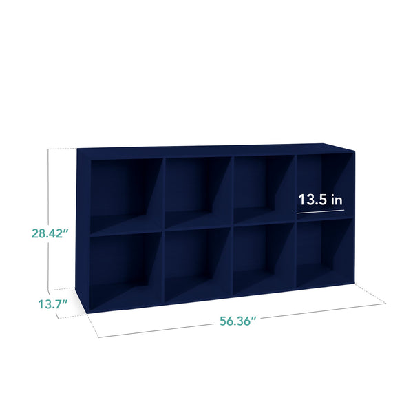 8-Cube Bookshelf, 13.5in Storage Display w/ Removable Panels, Customizable