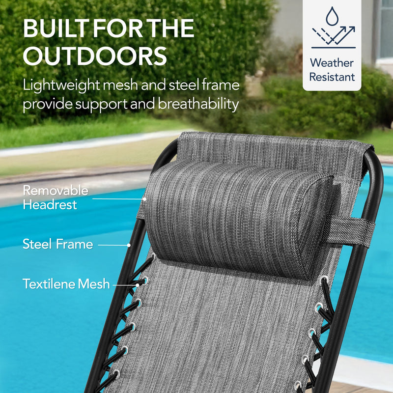 Folding Outdoor Zero Gravity Rocking Lounge Chair w/ Headrest Pillow - Kivo Store