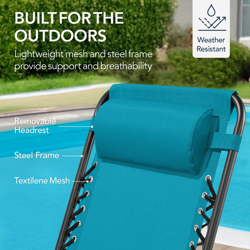 Folding Outdoor Zero Gravity Rocking Lounge Chair w/ Headrest Pillow - Kivo Store