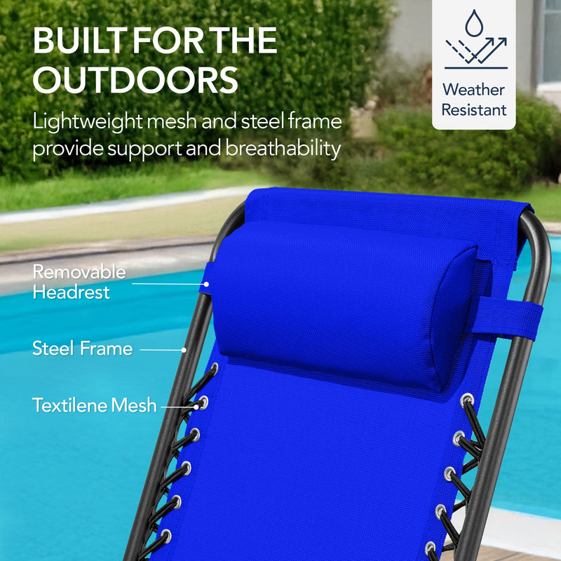 Folding Outdoor Zero Gravity Rocking Lounge Chair w/ Headrest Pillow - Kivo Store