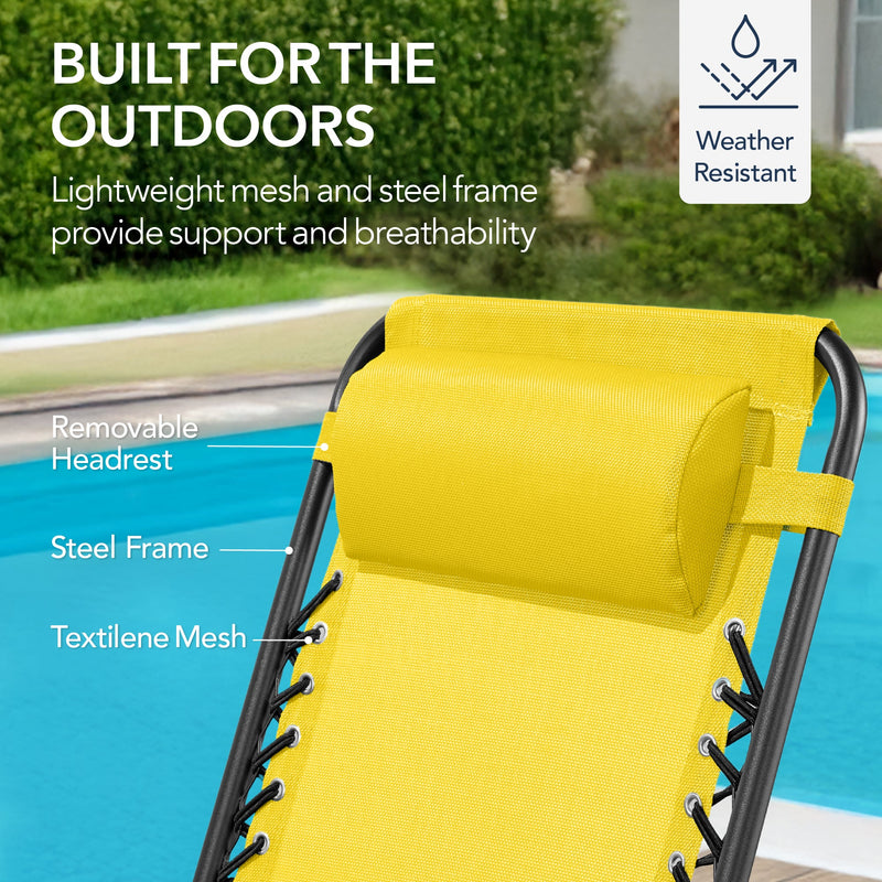 Folding Outdoor Zero Gravity Rocking Lounge Chair w/ Headrest Pillow - Kivo Store