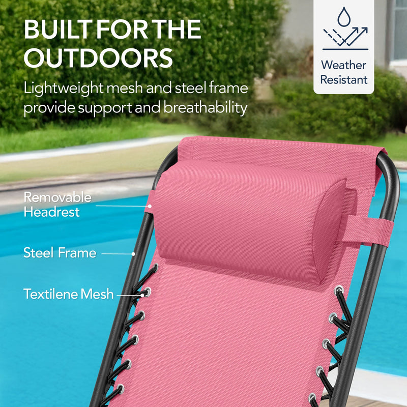 Folding Outdoor Zero Gravity Rocking Lounge Chair w/ Headrest Pillow - Kivo Store