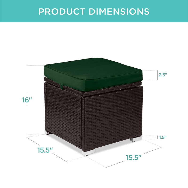 Set of 2 Wicker Ottomans, Multipurpose w/ Removable Cushions, Steel Frame