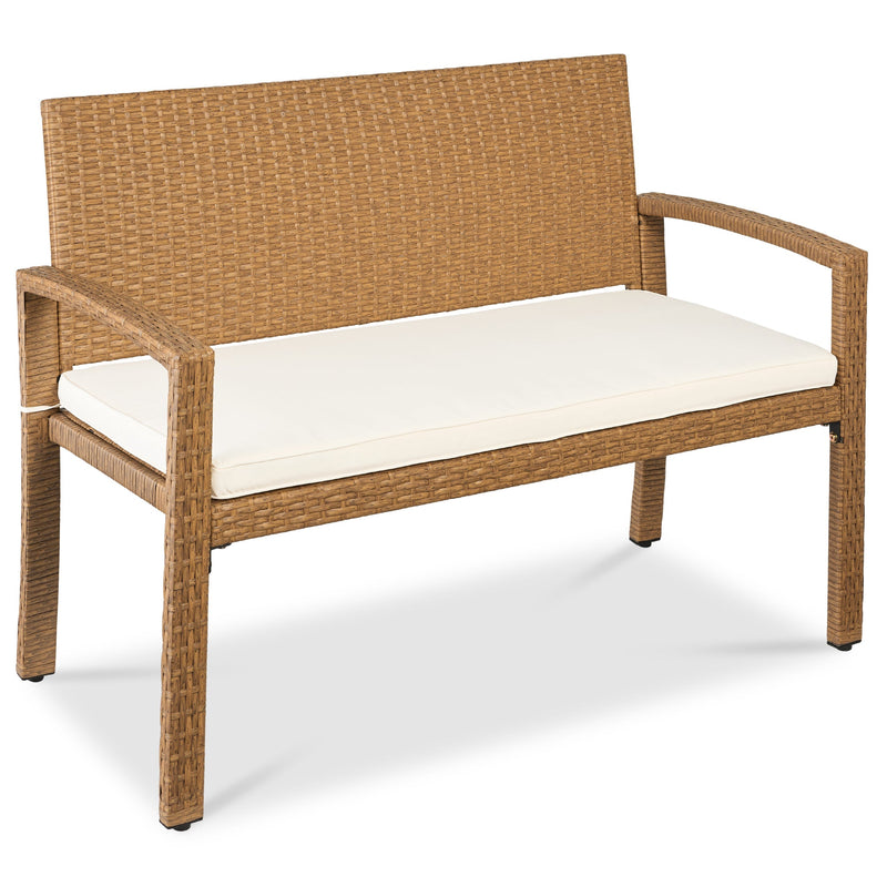 2-Person Wicker Porch Bench for Outdoor, Garden w/ 700lb Capacity - 47in