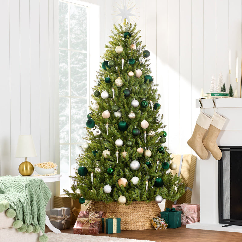 Premium Artificial Nordic Fir Hinged Christmas Tree w/ Foldable Metal Base