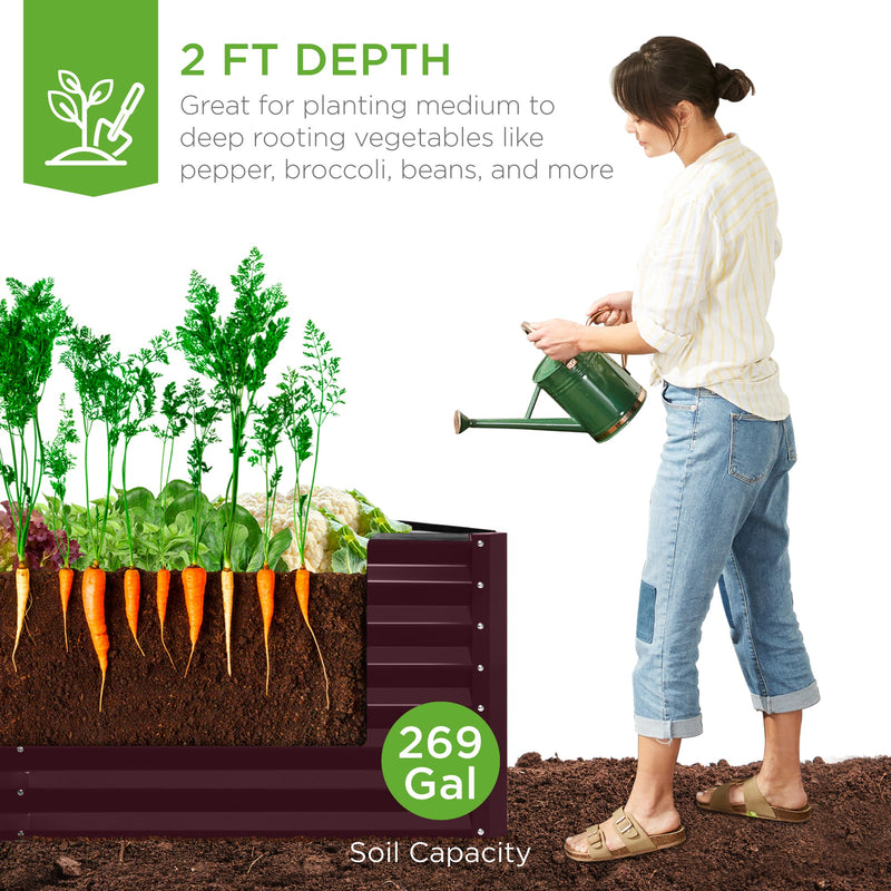 Outdoor Metal Raised Garden Bed for Vegetables, Flowers, Herbs - 6x3x2ft - Kivo Store