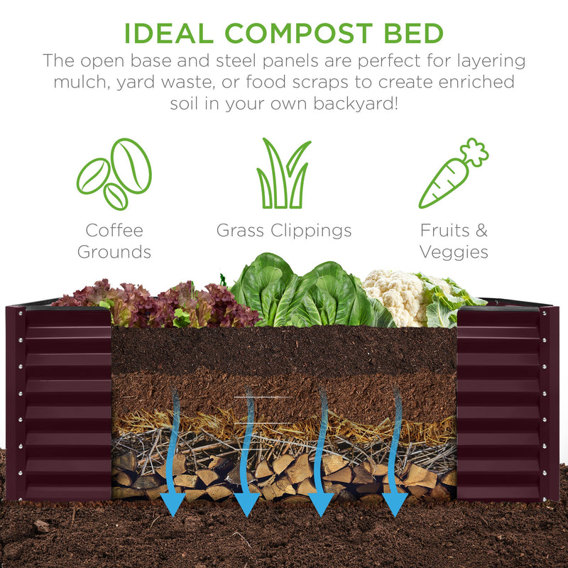 Outdoor Metal Raised Garden Bed for Vegetables, Flowers, Herbs - 6x3x2ft - Kivo Store