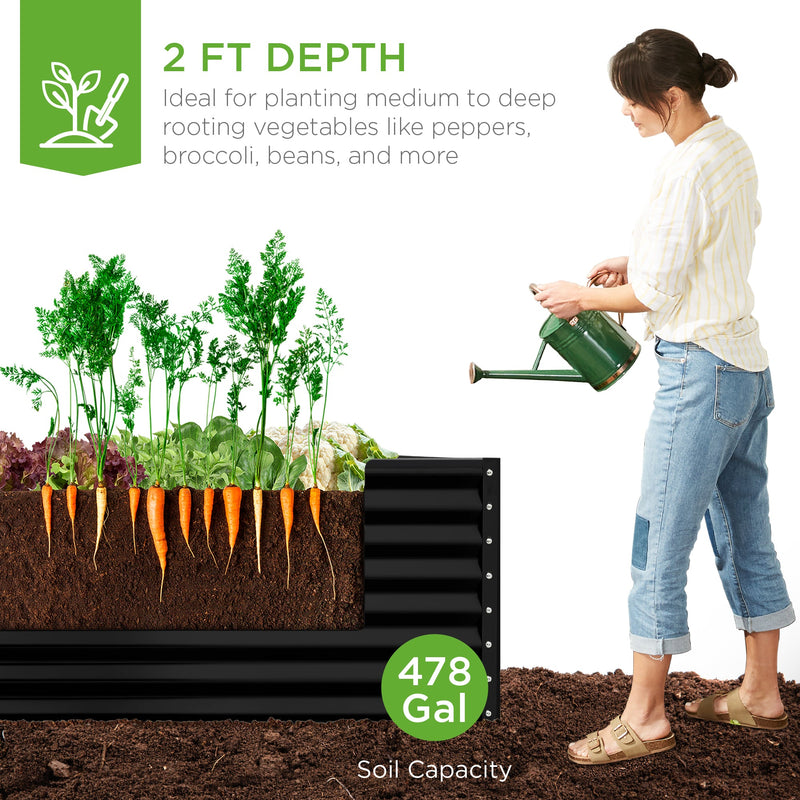 Outdoor Metal Raised Garden Bed for Vegetables, Flowers, Herbs - 8x4x2ft - Kivo Store
