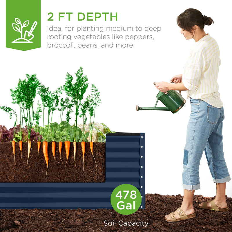 Outdoor Metal Raised Garden Bed for Vegetables, Flowers, Herbs - 8x4x2ft - Kivo Store