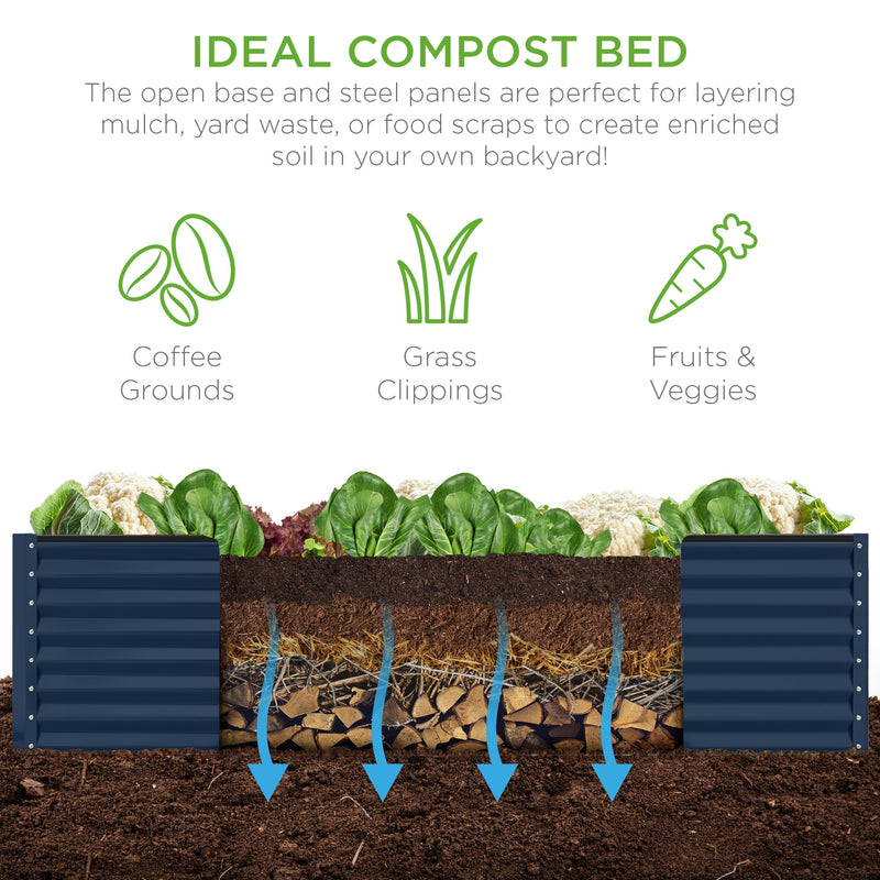 Outdoor Metal Raised Garden Bed for Vegetables, Flowers, Herbs - 8x4x2ft - Kivo Store