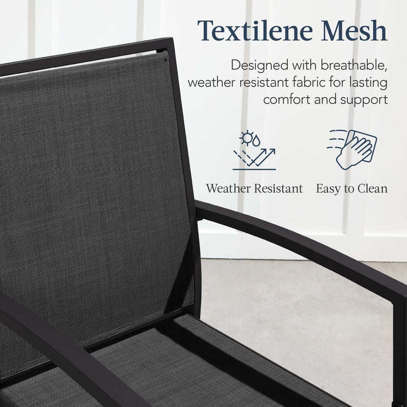 Set of 2 Outdoor Barstools, Patio Chairs w/ Footrests, All-Weather Mesh