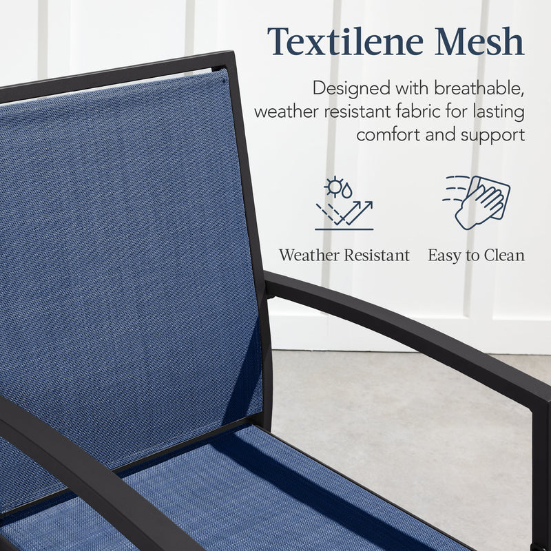 Set of 2 Outdoor Barstools, Patio Chairs w/ Footrests, All-Weather Mesh
