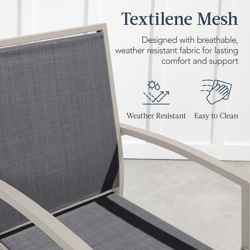 Set of 2 Outdoor Barstools, Patio Chairs w/ Footrests, All-Weather Mesh