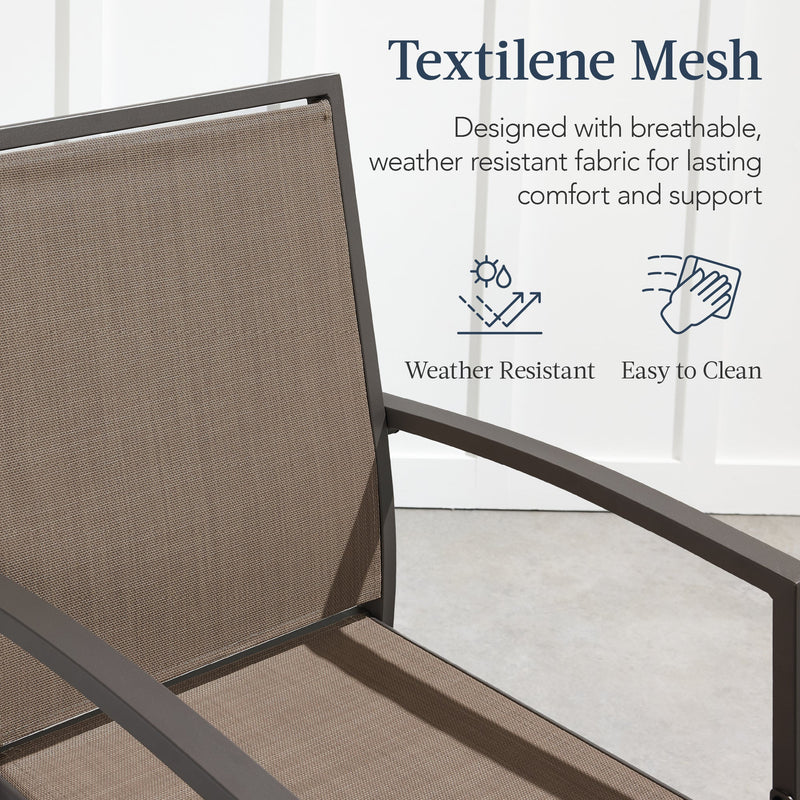 Set of 2 Outdoor Barstools, Patio Chairs w/ Footrests, All-Weather Mesh