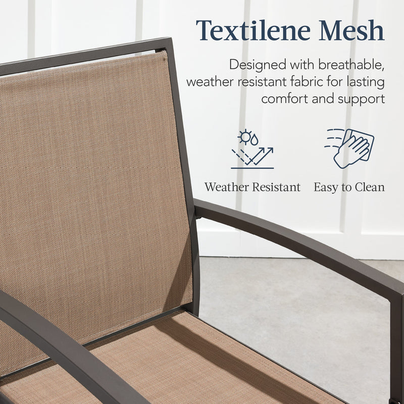 Set of 2 Outdoor Barstools, Patio Chairs w/ Footrests, All-Weather Mesh