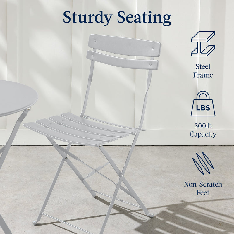 3-Piece Small Folding Patio Bistro Set w/ 2 Chairs - Kivo Store