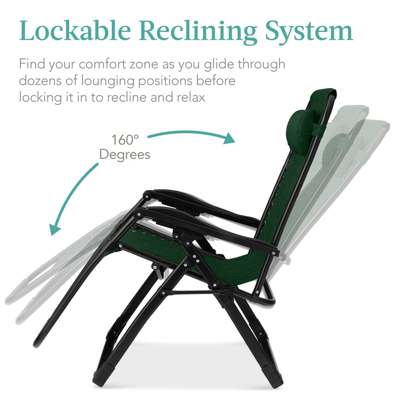 Oversized Zero Gravity Chair, Folding Outdoor Recliner w/ Removable Cushion