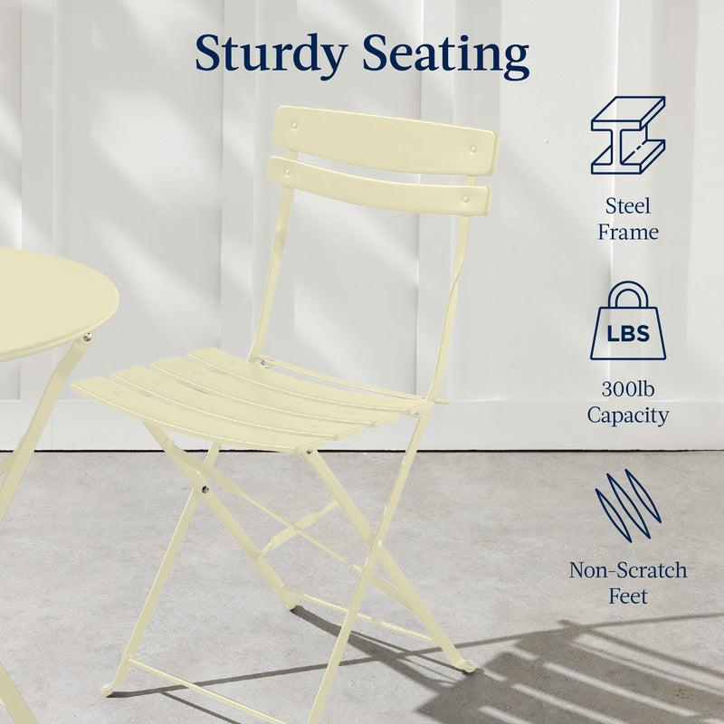 3-Piece Small Folding Patio Bistro Set w/ 2 Chairs - Kivo Store