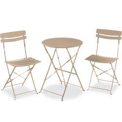3-Piece Small Folding Patio Bistro Set w/ 2 Chairs - Kivo Store