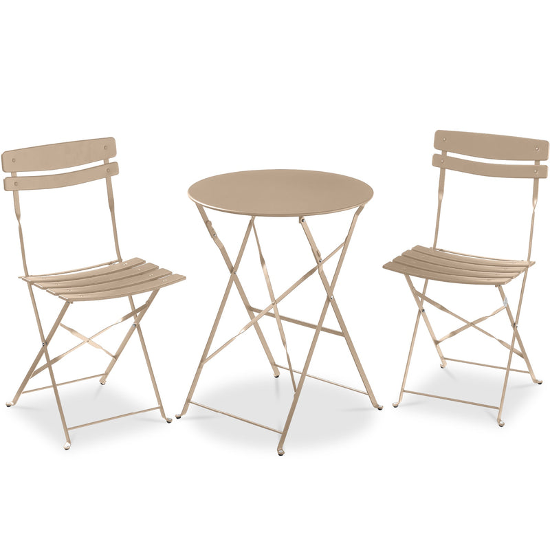 3-Piece Small Folding Patio Bistro Set w/ 2 Chairs - Kivo Store