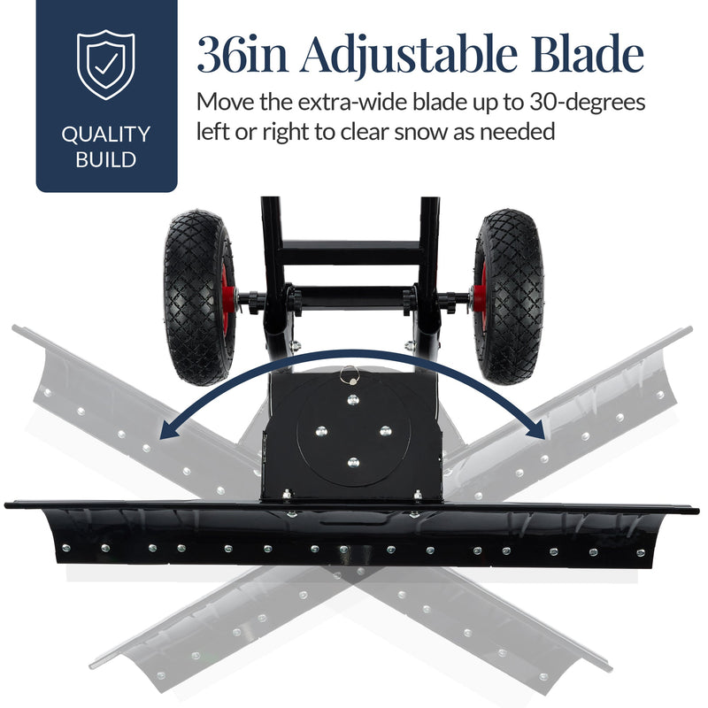 2-Wheel Snow Pusher w/ Adjustable Handle, Reflective Tape - 36in - Kivo Store