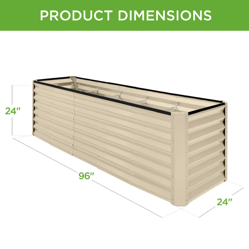Outdoor Metal Raised Garden Bed for Vegetables, Flowers, Herbs - 8x2x2ft