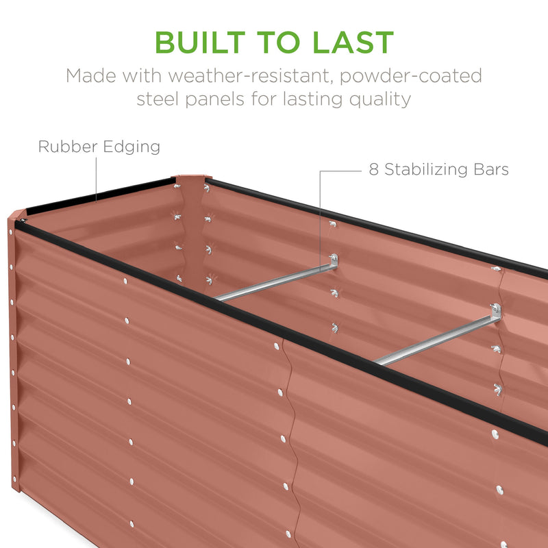Outdoor Metal Raised Garden Bed for Vegetables, Flowers, Herbs - 8x2x2ft