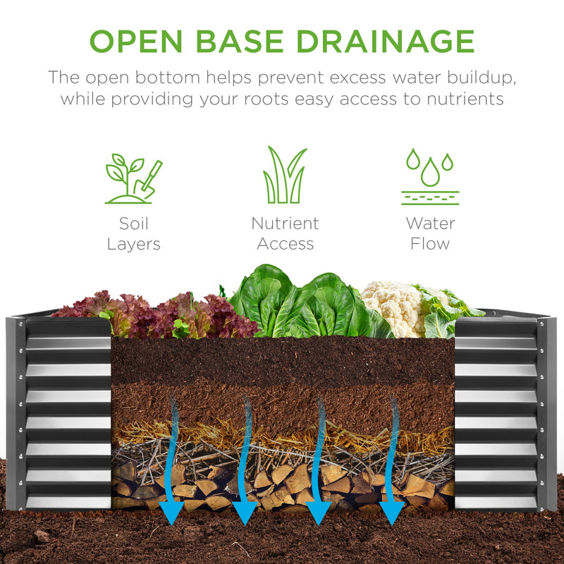 Outdoor Raised Metal Garden Bed for Vegetables, Flowers, Herbs - 4x2x2ft