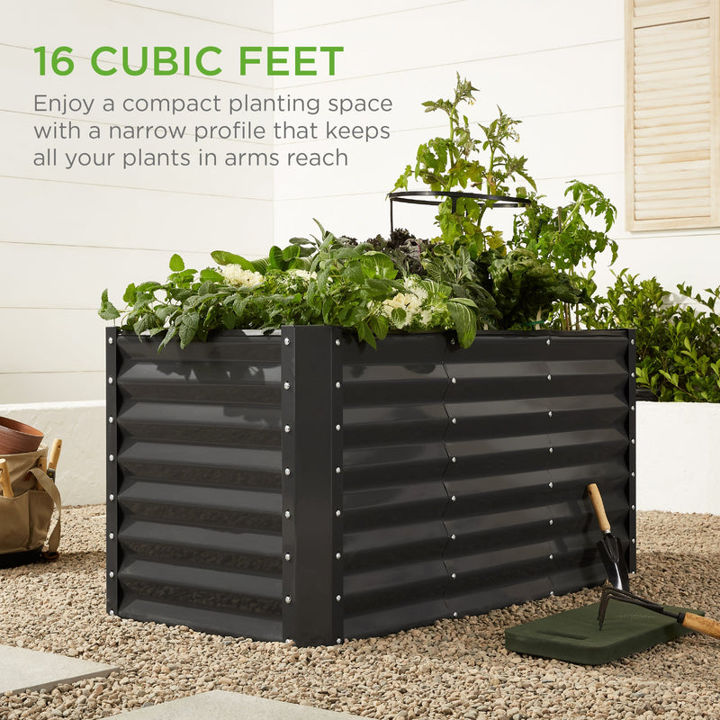Outdoor Raised Metal Garden Bed for Vegetables, Flowers, Herbs - 4x2x2ft
