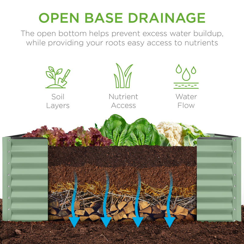 Outdoor Raised Metal Garden Bed for Vegetables, Flowers, Herbs - 4x2x2ft