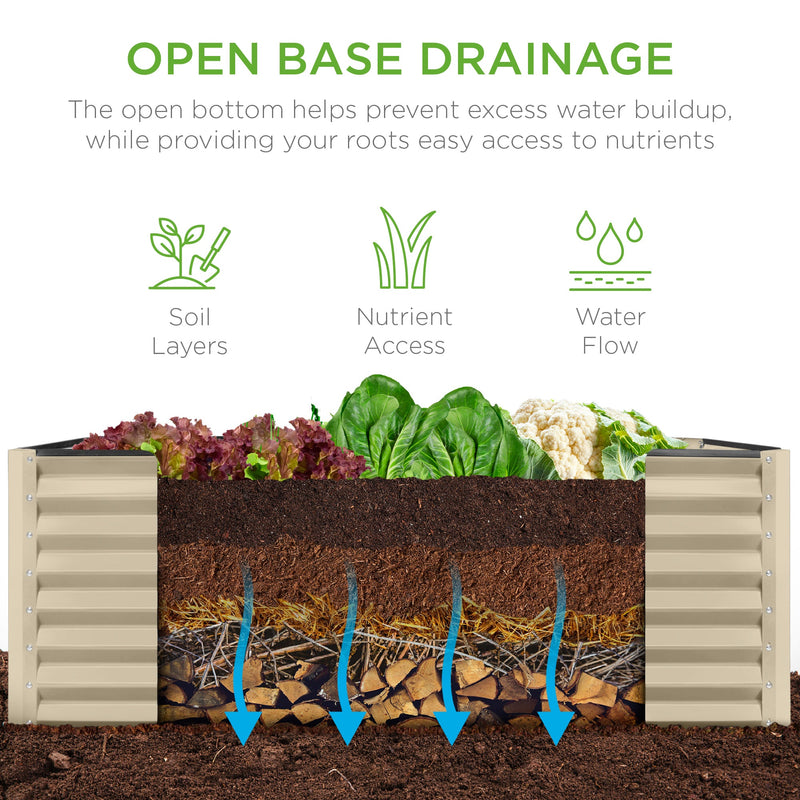 Outdoor Raised Metal Garden Bed for Vegetables, Flowers, Herbs - 4x2x2ft