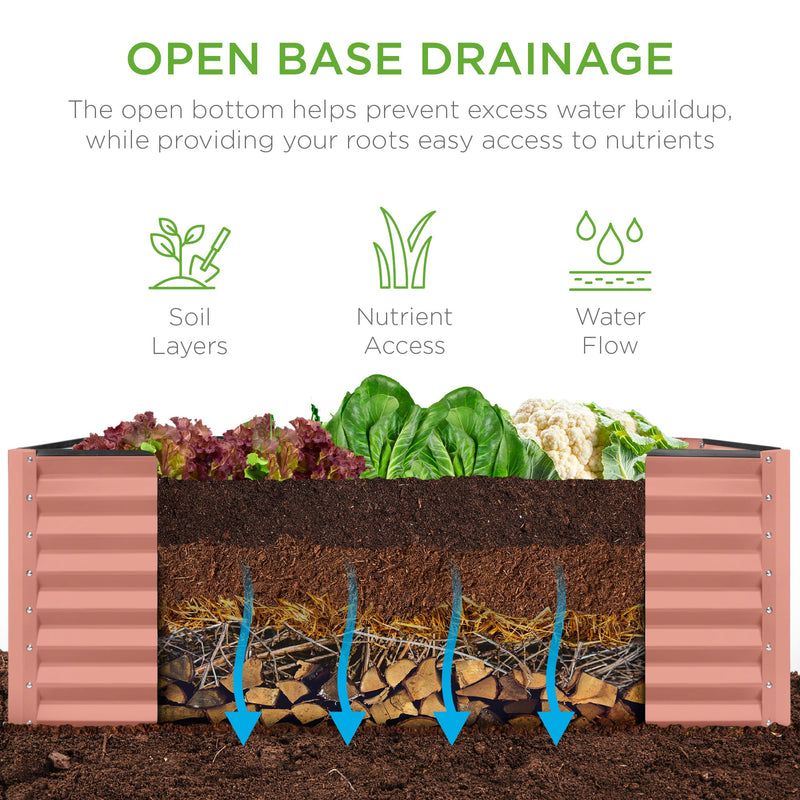 Outdoor Raised Metal Garden Bed for Vegetables, Flowers, Herbs - 4x2x2ft